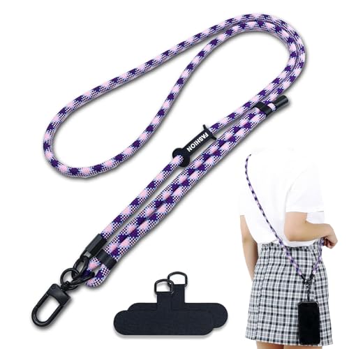 xiaoxiaozhijia Handyband zum Umhängen,Handykette Universal,Lanyard AbnehmbarHandy,Schlüsselband für Alle Smartphones Hüllen (Lila Rosa) von xiaoxiaozhijia