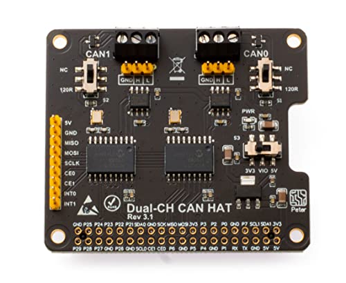 XICOOLEE Dual-CH, Can-Bus-Erweiterungshut für Raspberry Pi, mit 2-Kanal-CAN-Schnittstellenkommunikation, Dual-Chips MCP2515 und ATA6561 von xicoolee