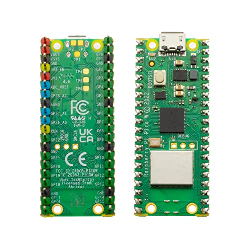 XICOOLEE Raspberry Pi Pico WiFi Module Microcontroller Board Dual-Core ARM Cortex M0+ Processor, CYW43439 Wireless chip, Based on The Raspberry Pi RP2040 Chip, with Pre-soldered Header(Color-Coded) von xicoolee