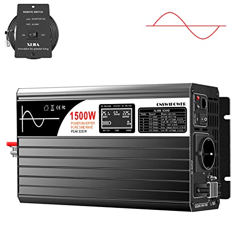 1500W reiner sinus 48v auf 230v wechselrichter mit Fernbedienung & LCD-Doppel-Digitalanzeige DC 48V zu AC 230V 50Hz (DC48V (Bereich 40V-60V) 1500W) von xijia