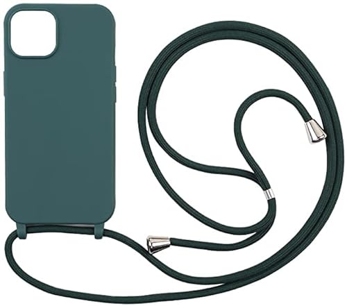 xingting EU Handykette kompatibel mit iPhone 13 (6.1") Handyhülle Verstellbarer Silikon Seil Necklace Hülle-Dunkel Grün von xingting EU