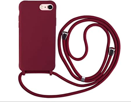 xingting EU Handykette kompatibel mit iPhone 6/7/8Plus(5.5inch) Handyhülle Verstellbarer Silikon Seil Necklace Hülle-Rot von xingting EU