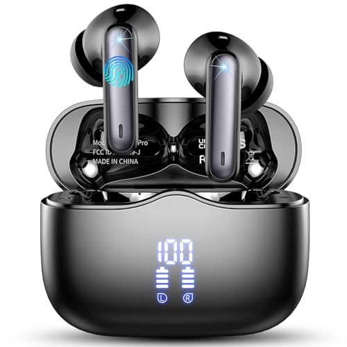 Bluetooth Kopfhörer, 2025 In Ear Kopfhörer Kabellos Bluetooth 5.3 mit 4 ENC Noise Cancelling Mic, 40Std Kabellose Kopfhörer IP7 Wasserdicht, Comfort Fit USB-C LED-Anzeige, Ohrhörer für Arbeit Sport von xinwld