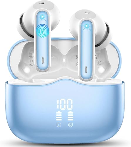 Bluetooth Kopfhörer, Kopfhörer Kabellos Bluetooth 5.3 In Ear Kopfhörer mit 4 ENC Mic, Kabellose Kopfhörer Tiefer Bass 40Std Wireless Earbuds Noise Cancelling, IP7 Wasserdicht, LED-Anzeige, Blauer See Bluetooth Kopfhörer, Kopfhörer Kabellos Bluetooth 5.3 In Ear Kopfhörer mit 4 ENC Mic, Kabellose Kopfhörer Tiefer Bass 40Std Wireless Earbuds Noise Cancelling, IP7 Wasserdicht, LED-Anzeige, Blauer See von xinwld