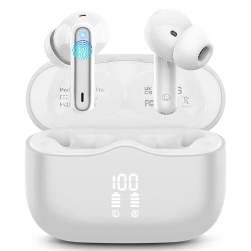 Bluetooth Kopfhörer, Kopfhörer Kabellos Bluetooth 5.3 In Ear Kopfhörer mit 4 ENC Mic, Kabellose Kopfhörer Tiefer Bass 40Std Wireless Earbuds Noise Cancelling, IP7 Wasserdicht, LED-Anzeige, Silver Bluetooth Kopfhörer, Kopfhörer Kabellos Bluetooth 5.3 In Ear Kopfhörer mit 4 ENC Mic, Kabellose Kopfhörer Tiefer Bass 40Std Wireless Earbuds Noise Cancelling, IP7 Wasserdicht, LED-Anzeige, Silver von xinwld