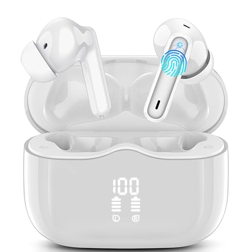 Bluetooth Kopfhörer, Kopfhörer Kabellos Bluetooth 5.3 In Ear Kopfhörer mit 4 ENC Noise Cancelling Mic, Kabellose Kopfhörer Tiefer Bass Wireless Earbuds 36Std, IP7 Wasserdicht Ohrhörer, Grau Weiß Bluetooth Kopfhörer, Kopfhörer Kabellos Bluetooth 5.3 In Ear Kopfhörer mit 4 ENC Noise Cancelling Mic, Kabellose Kopfhörer Tiefer Bass Wireless Earbuds 36Std, IP7 Wasserdicht Ohrhörer, Grau Weiß von xinwld