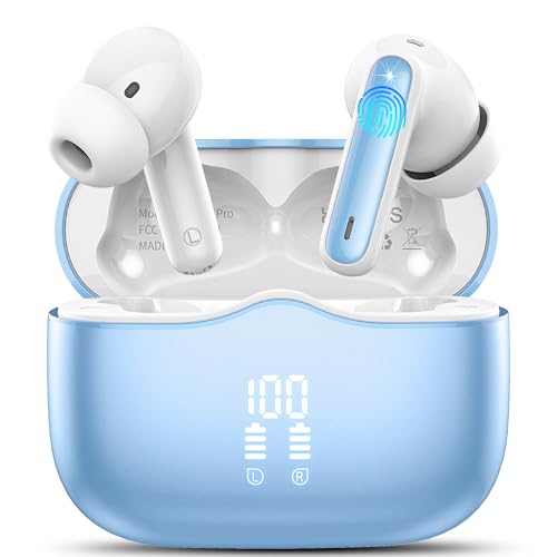 Bluetooth Kopfhörer, Kopfhörer Kabellos Bluetooth 5.3 In Ear Kopfhörer mit 4 ENC Noise Cancelling Mic, Kabellose Kopfhörer Tiefer Bass Wireless Earbuds 40Std, IP7 Wasserdicht Ohrhörer, Blauer See von xinwld