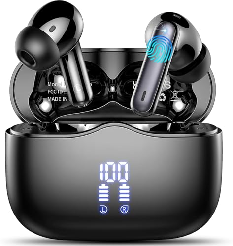 Bluetooth Kopfhörer, Kopfhörer Kabellos Bluetooth 5.3 In Ear Kopfhörer mit 4 ENC Noise Cancelling Mic, Kabellose Kopfhörer Tiefer Bass Wireless Earbuds 40Std, IP7 Wasserdicht Ohrhörer LED Anzeige von xinwld