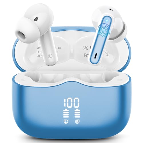 Bluetooth Kopfhörer, Kopfhörer Kabellos Bluetooth 5.4 HiFi Stereo In Ear Kopfhörer mit 4 Mic, 40Std Kabellose Kopfhörer, ENC Lärmreduzierung IP7 Wasserdicht Ohrhörer für Arbeit und Studium Seeblau Bluetooth Kopfhörer, Kopfhörer Kabellos Bluetooth 5.4 HiFi Stereo In Ear Kopfhörer mit 4 Mic, 40Std Kabellose Kopfhörer, ENC Lärmreduzierung IP7 Wasserdicht Ohrhörer für Arbeit und Studium Seeblau von xinwld