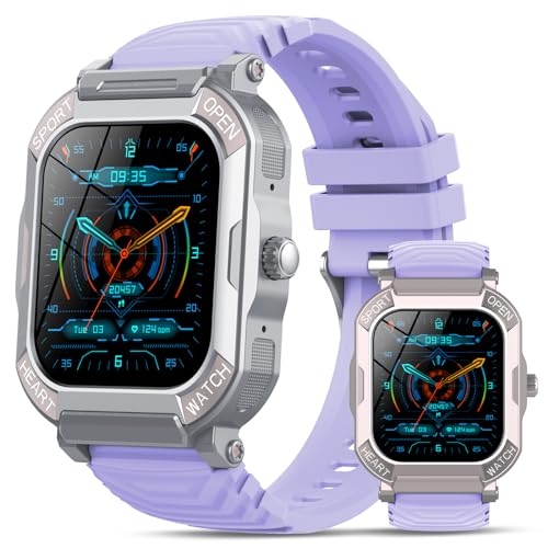 Smartwatch Herren mit Telefonfunktion, 1.85 Zoll Smart Watch 113 Sportmodi Fitnessuhr mit Pulsuhr Schrittzähler Schlafmonitor, IP68 Wasserdicht Sportuhr Fitness Tracker, Uhr für Android iOS, Lila von xinwld