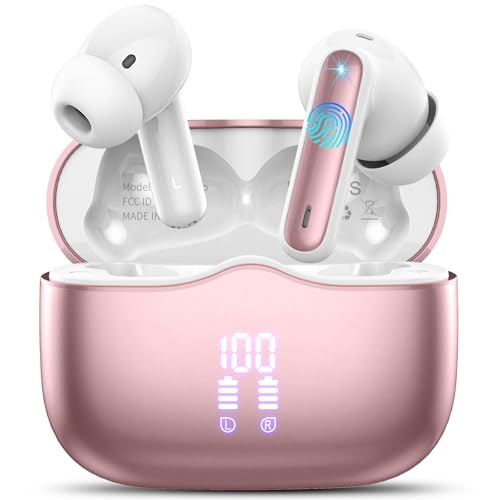 Bluetooth Kopfhörer, Kopfhörer Kabellos Bluetooth 5.4 HiFi Stereo In Ear Kopfhörer mit 4 Mic, 40Std Kabellose Kopfhörer, ENC Lärmreduzierung IP7 Wasserdicht Ohrhörer für Arbeit und Studium Roségold Bluetooth Kopfhörer, Kopfhörer Kabellos Bluetooth 5.4 HiFi Stereo In Ear Kopfhörer mit 4 Mic, 40Std Kabellose Kopfhörer, ENC Lärmreduzierung IP7 Wasserdicht Ohrhörer für Arbeit und Studium Roségold von xinwld