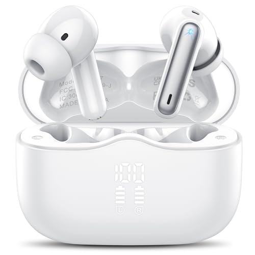 Bluetooth Kopfhörer, Kopfhörer Kabellos Bluetooth 5.4 HiFi Stereo In Ear Kopfhörer mit 4 Mic, 40Std Kabellose Kopfhörer, ENC Lärmreduzierung USB-C IP7 Wasserdicht Ohrhörer für Arbeit und Studium Weiß Bluetooth Kopfhörer, Kopfhörer Kabellos Bluetooth 5.4 HiFi Stereo In Ear Kopfhörer mit 4 Mic, 40Std Kabellose Kopfhörer, ENC Lärmreduzierung USB-C IP7 Wasserdicht Ohrhörer für Arbeit und Studium Weiß von xinwld