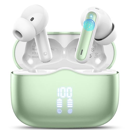 xinwld Bluetooth Kopfhörer, Kopfhörer Kabellos Bluetooth 5.3 In Ear Kopfhörer mit 4 ENC Noise Cancelling Mic, Kabellose Kopfhörer Tiefer Bass Wireless Earbuds 40Std, IP7 Wasserdicht Ohrhörer, Grün von xinwld