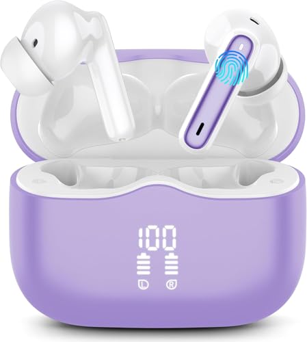 Bluetooth Kopfhörer, 2025 In Ear Kopfhörer Kabellos Bluetooth 5.4 Tiefer Bass mit 4 ENC Noise Cancelling Mic, 40Std Kabellose Kopfhörer Hi-Fi Stereo IP7 Wasserdicht Ohrhörer USB-C LED-Anzeige violett Bluetooth Kopfhörer, 2025 In Ear Kopfhörer Kabellos Bluetooth 5.4 Tiefer Bass mit 4 ENC Noise Cancelling Mic, 40Std Kabellose Kopfhörer Hi-Fi Stereo IP7 Wasserdicht Ohrhörer USB-C LED-Anzeige violett von xinwld