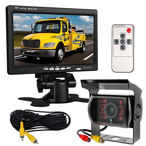 12 V-24 V 17,8 cm Auto TFT LCD-Bildschirm HD Monitor + Bus LKW-Anhänger 18LEDs IR-Nachtsicht wasserdicht Rückfahrkamera Backup Kamera mit 10 m Video-Kabel von xinyida