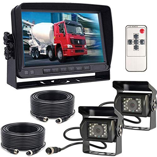 12 V-24 V 4-poliges Rückfahrkamerasystem für Wohnmobil, Bus, Anhänger, LKW, 7-Zoll-TFT-LCD-HD-Farb-Auto-Monitor mit 2 18 LEDs, Nachtsicht, wasserdicht, Rückfahrkamera von xinyida