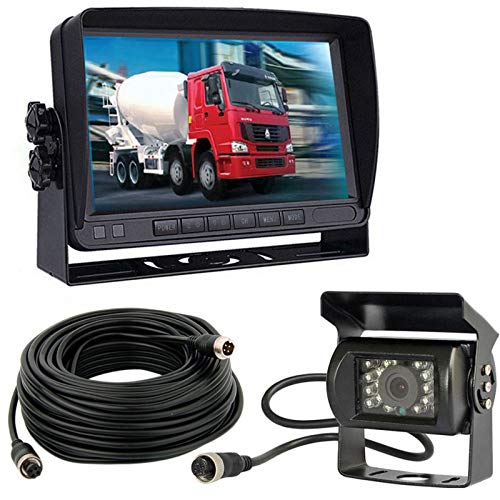 4Pin 17,8cm (7 Zoll) TFT LCD HD Farbmonitor mit Sonnenschutz-Halterung, wasserdicht 18LED Nachtsicht Rückfahrkamera mit 10m Kabel für Wohnmobil/Bus/Anhänger/LKW von xinyida