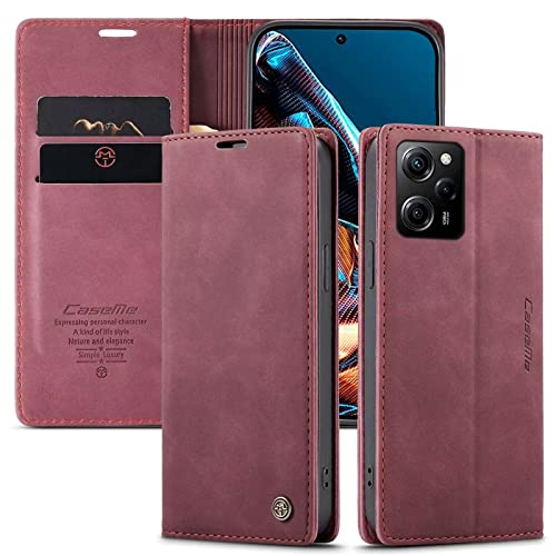 XINYUNEW Handyhülle für Xiaomi Redmi Note 12 Pro Plus 5G Hülle Flip Wallet Leather Case, Premium Leder Brieftasche Schutzhülle [Kartenfach][Stand] für Xiaomi Redmi Note 12 Pro Plus 5G,Rotwein von xinyunew