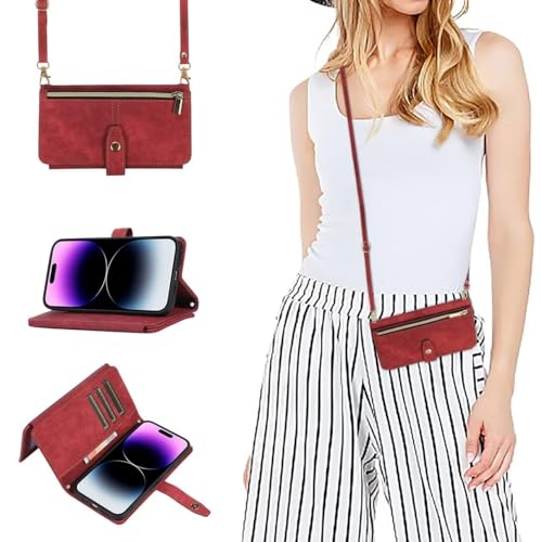 xinyunew Premium Leder Klapphülle für Google Pixel 7 Pro Hülle mit Band, Leder Google Pixel 7 Pro Handytasche Handyhülle Praktische Handykette Kartenfächer Umhängetasche Google Pixel 7 Pro Case,Rot xinyunew Premium Leder Klapphülle für Google Pixel 7 Pro Hülle mit Band, Leder Google Pixel 7 Pro Handytasche Handyhülle Praktische Handykette Kartenfächer Umhängetasche Google Pixel 7 Pro Case,Rot von xinyunew