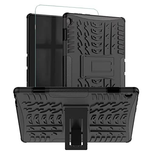 xinyunew Handyhülle Fire HD 10/HD 10 Plus 11.Generation 2021 10.1 Zoll Hülle,Case 360 Grad Ganzkörper Schutzhülle+Panzerfolie Schutzfolie Schützend Handys Tasche Cover Skin mit Ständer Schwarz von xinyunew