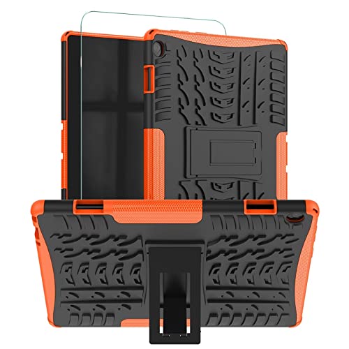 xinyunew Handyhülle Lenovo Tab M10 3rd Gen 10.1 Zoll Hülle,Case 360 Grad Ganzkörper Schutzhülle+Panzerfolie Schutzfolie Schützend Handys Schutzhülle Tasche Cover Skin mit Ständer Orange von xinyunew