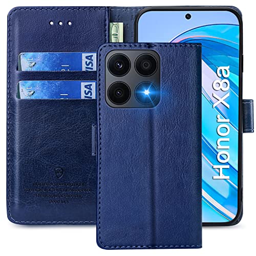 xinyunew Handyhülle für Honor X8a 6.7" Hülle,Hülle Handyhülle Phone Leder Flip Case Ständer PU Brieftasche Schutzhülle für Honor X8a 6.7",Blau von xinyunew