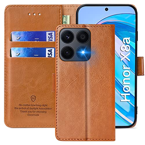 xinyunew Handyhülle für Honor X8a 6.7" Hülle,Hülle Handyhülle Phone Leder Flip Case Ständer PU Brieftasche Schutzhülle für Honor X8a 6.7",Braun von xinyunew