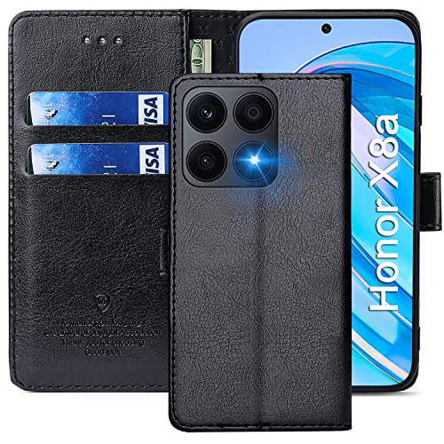 xinyunew Handyhülle für Honor X8a 6.7" Hülle,Hülle Handyhülle Phone Leder Flip Case Ständer PU Brieftasche Schutzhülle für Honor X8a 6.7",Schwarz von xinyunew
