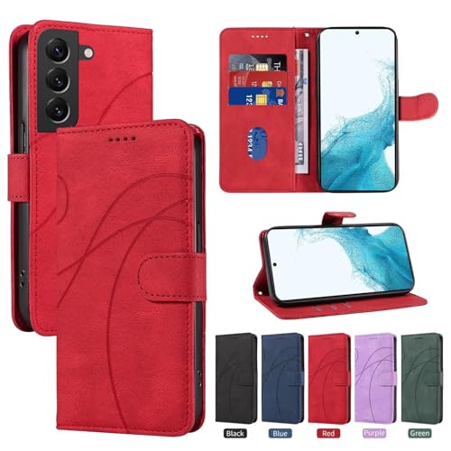 xinyunew Handyhülle für Motorola Moto G04/Moto G24 Hülle Leder,Motorola Moto G04/Moto G24 Klapphülle Handytasche Case für Motorola Moto G04/Moto G24 Handy Hüllen, Rot von xinyunew