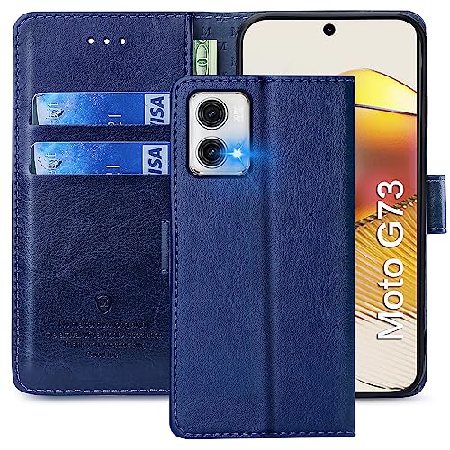 xinyunew Handyhülle für Motorola Moto G73 6.5" Hülle,Hülle Handyhülle Phone Leder Flip Case Ständer PU Brieftasche Schutzhülle für Motorola Moto G73 6.5",Blau von xinyunew