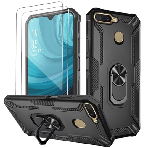 xinyunew Handyhülle für Oppo A5S/A7/A12 Hülle mit 2 Stück Schutzglas,Full 360 Grad Ständer Tough Armor Schutzhülle Outdoor Handy Hülle Oppo A5S/A7/A12 Hard Case Schwarz von xinyunew