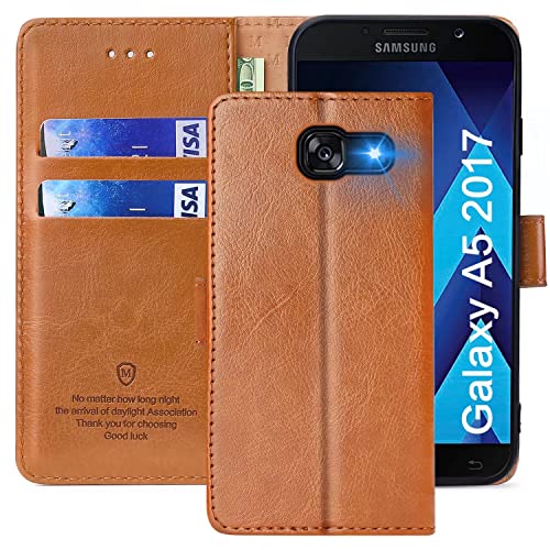 xinyunew Handyhülle für Samsung Galaxy A5 2017 Hülle,Hülle Handyhülle Phone Leder Flip Case Ständer PU Brieftasche Schutzhülle für Samsung Galaxy A5 2017,Braun von xinyunew