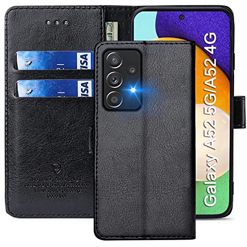 xinyunew Handyhülle für Samsung Galaxy A52 5G/A52 4G Hülle,Hülle Handyhülle Phone Leder Flip Case Ständer PU Brieftasche Schutzhülle für Samsung Galaxy A52 5G/A52 4G,Schwarz von xinyunew