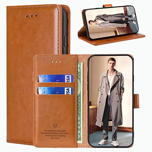 xinyunew Handyhülle für Samsung Galaxy J3 2018 Hülle,Hülle Handyhülle Phone Leder Flip Case Ständer PU Brieftasche Schutzhülle für Samsung Galaxy J3 2018,Braun von xinyunew