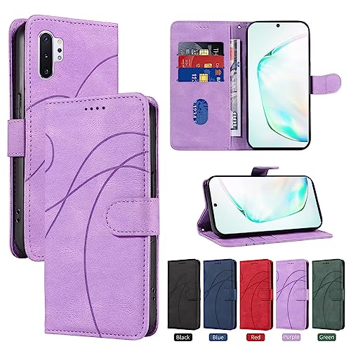 xinyunew Handyhülle für Samsung Galaxy Note 10 Plus Hülle Leder,Samsung Galaxy Note 10 Plus Klapphülle Handytasche Case für Samsung Galaxy Note 10 Plus Handy Hüllen, lila von xinyunew