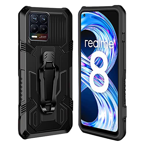 xinyunew Hülle Kompatibel mit Oppo realme 8 Pro, Stoßfest Outdoor Handy Case Militärstandard Schutzhülle Robust Stürzen Heavy Duty Gürtelclip Handyhülle für Oppo realme 8 /realme 8 Pro- Schwarz von xinyunew