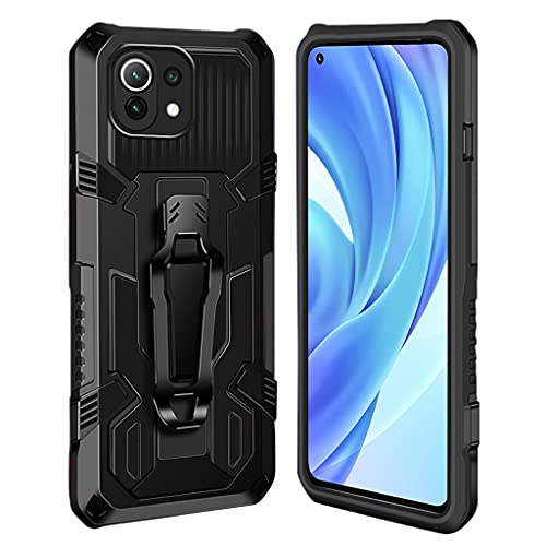 xinyunew Hülle Kompatibel mit Xiaomi Mi 11 Lite 4G / 5G, Stoßfest Outdoor Handy Case Militärstandard Schutzhülle Robust Stürzen Heavy Duty Gürtelclip Handyhülle für Xiaomi Mi 11 Lite 4G / 5G- Schwarz von xinyunew