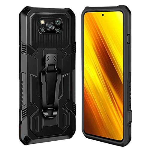 xinyunew Hülle Kompatibel mit Xiaomi Poco X3 NFC/Poco X3,Stoßfest Outdoor Handy Case Militärstandard Schutzhülle Robust Stürzen Heavy Duty Gürtelclip Handyhülle für Xiaomi Poco X3 NFC- Schwarz von xinyunew