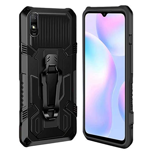 xinyunew Hülle Kompatibel mit Xiaomi Redmi 9A, Stoßfest Outdoor Handy Case Militärstandard Schutzhülle Robust Stürzen Heavy Duty Gürtelclip Handyhülle für Xiaomi Redmi 9A- Schwarz von xinyunew