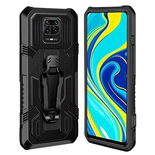 xinyunew Hülle Kompatibel mit Xiaomi Redmi Note 9S/9 PRO/MAX, Stoßfest Outdoor Handy Case Militärstandard Schutzhülle Robust Stürzen Heavy Duty Gürtelclip Handyhülle - Schwarz von xinyunew