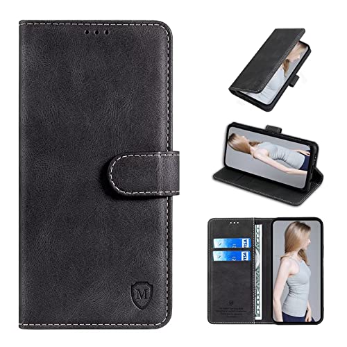 xinyunew Wallet Serie Handyhülle für Motorola Moto G54 Hülle Leder Flip Case Cover Schutzhülle für Motorola Moto G54 Tasche, Schwarz von xinyunew