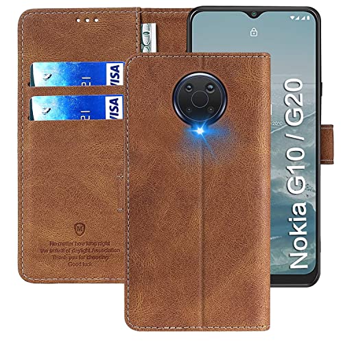 xinyunew Wallet Serie Handyhülle für Nokia G10 | G20 Hülle Leder Flip Case Cover Schutzhülle für Nokia G10 | G20 Tasche, Braun von xinyunew