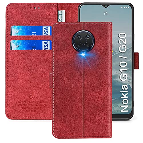 xinyunew Wallet Serie Handyhülle für Nokia G10 | G20 Hülle Leder Flip Case Cover Schutzhülle für Nokia G10 | G20 Tasche, Rot von xinyunew