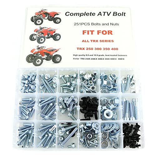 Xitomer 251 Stück Kunststoff Motorkörper Rahmen Auspuffschrauben Kit Fit für Honda TRX 400ex 350x 300ex 300x 250ex 250x 200sx 200s 200x 125cc 110cc & TRX90 Modelle, ATV Schrauben-Kit von xitomer