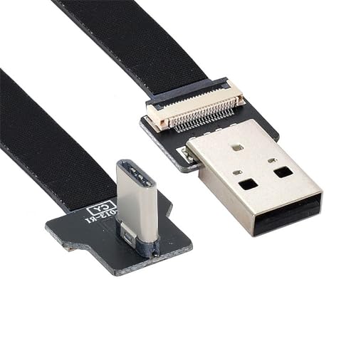 0,2 m rechtwinkliger USB 2.0 Typ-A-Stecker auf USB-C-Typ-C-Stecker, flaches FPC-Kabel für FPV und Disk und Telefon. von xiwai