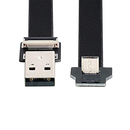 USB 2.0 Typ A Stecker auf Micro-USB 5-poligen Stecker, 0,5 m abgewinkelt, flaches FPC-Kabel für FPV & Disk & Handy von xiwai