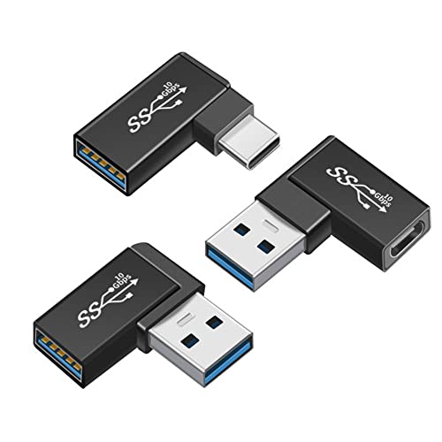 xiwai 3 Stück abgewinkelter 90 Grad USB 3.1 Typ C Stecker Buchse auf USB 3.0 Typ A Buchse OTG Daten 10 Gbit/s Adapter von xiwai