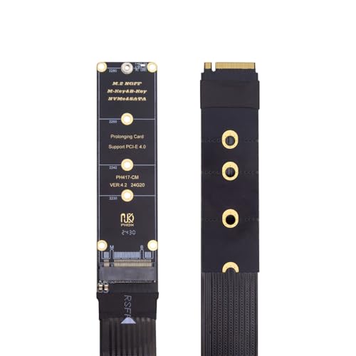xiwai NGFF M-Key NVME SSD Extender Karte mit PCI-E 4.0 Flexibles PCI-Express-Verlängerungskabel, 30 cm Riser-Adapter für Mainboard SSD 2230/2242/2260/2280 von xiwai
