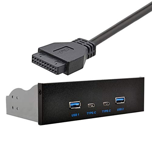 Xiwai USB-C & USB 3.0 HUB 4 Ports Frontpanel zu Motherboard 20pin Anschlusskabel für 5,25 Zoll CD-ROM Schacht von xiwai