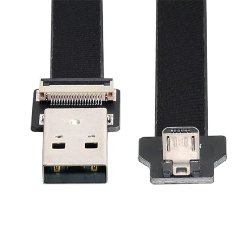 xiwai 0,2 m nach unten abgewinkelter USB 2.0 Typ-A-Stecker auf Micro-USB 5-poliger Stecker, Datenkabel, flach, flach, FPC-Kabel für FPV, Disk und Telefon von xiwai